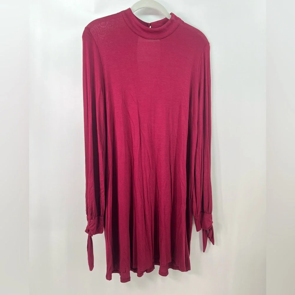 NWT Audrey 3+1 Wine Burgundy Long Sleeve Tunic Top Mini Dress M Medium - Picture 4 of 10